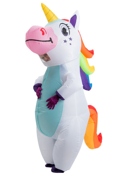 Adult Inflatable White Unicorn Costume With Colorful Tail – YawBako
